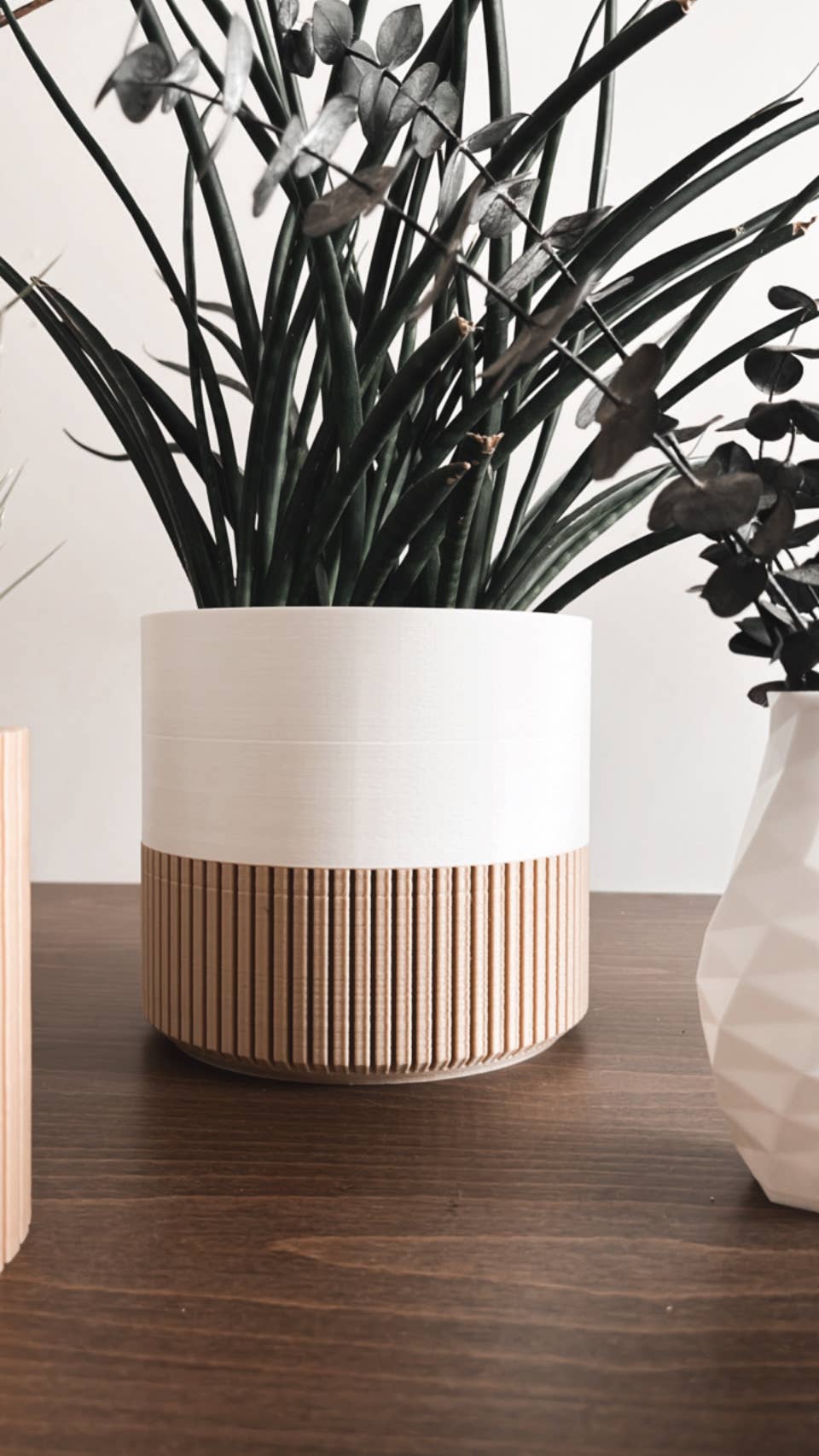 Two-toned Wood & Colour Plant Pot