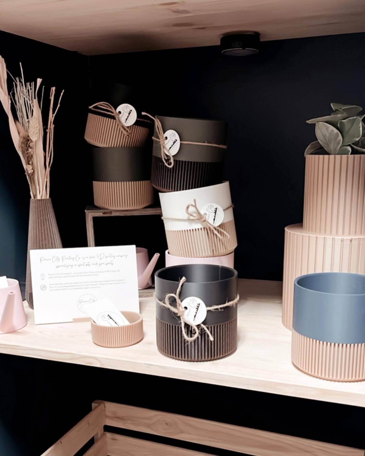 Two-toned Wood & Colour Plant Pot