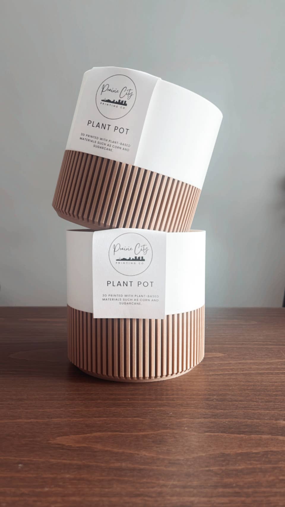 Two-toned Wood & Colour Plant Pot