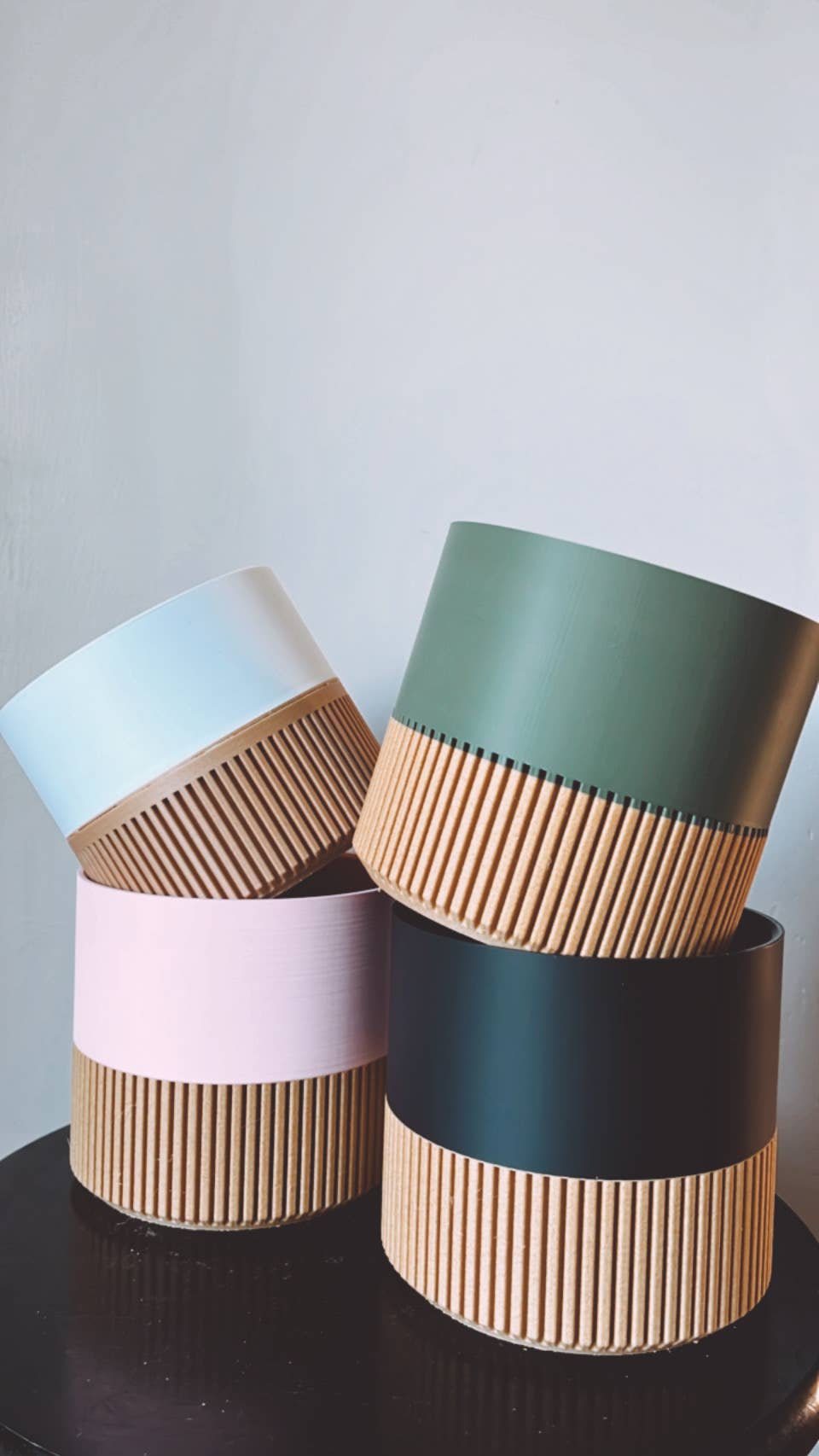 Two-toned Wood & Colour Plant Pot